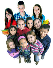 Mixed group of students