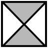 A square divided into four equal parts by its diagonals. The top and bottom quarters are shaded.