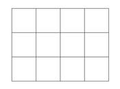 A blank rectangular grid of twelve equally sized squares arranged in a three by four pattern.