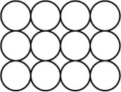 Three rows of four circles touching each other in a rectangular pattern.