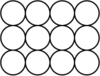 Three rows of four circles touching each other in a rectangular pattern.