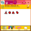 Screen grab of a Brainpop Draw About It activity. The student have started to construct a triangle-circle repeating pattern.